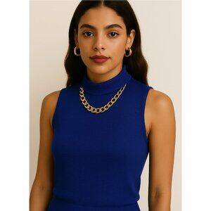 St. John Blue Neck Sleeveless Top Women's Size: P, Petite.